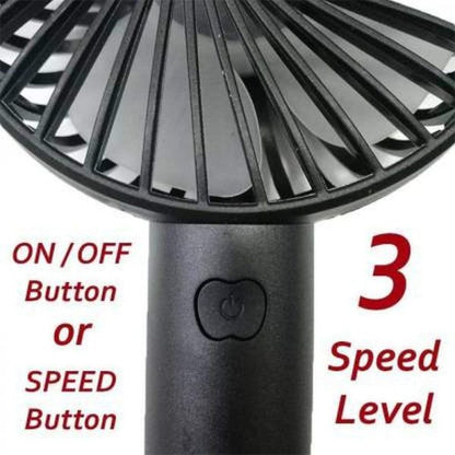 Stylish Portable USB Rechargeable Handheld 3 Speed Strong Wind Electric Small Mini Cooling Fan, Useful for makeup