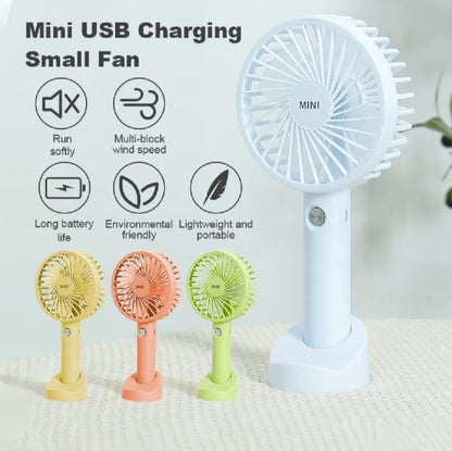 Stylish Portable USB Rechargeable Handheld 3 Speed Strong Wind Electric Small Mini Cooling Fan, Useful for makeup